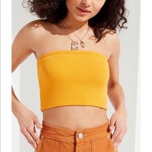 Urban Outfitters Hallie Ribbed Tube Top in yellow